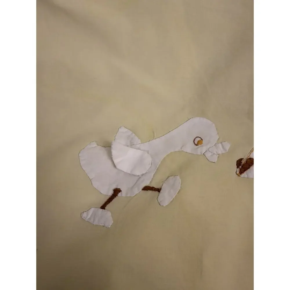 Vintage Handmade Baby Blanket Quilt Wall Hanging Nursery Animals Cat Duck32”x48”